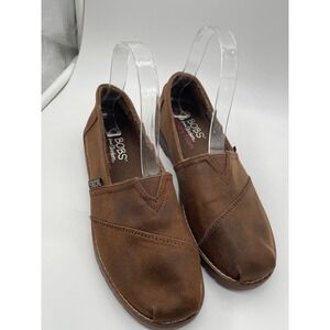 Skechers Bobs Brown Faux Fur Lined Memory Foam Slip On Shoes 6 Womens